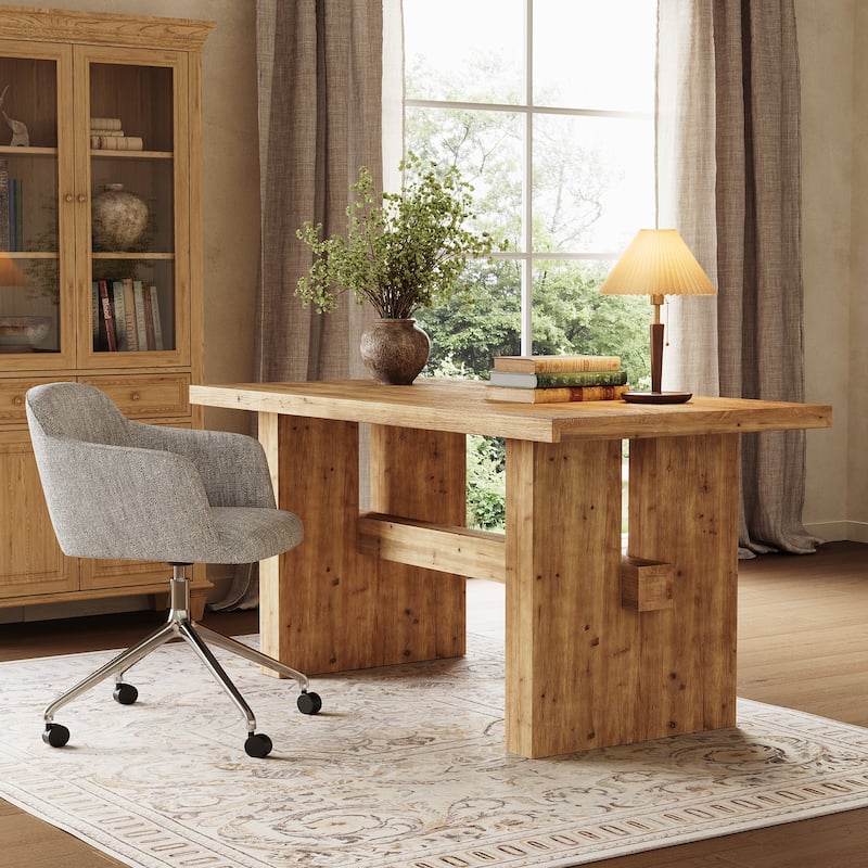 63-Inch Solid Wood Executive Desk, Computer/Office Desk, Writing Study Table, Home Office Business Workstation