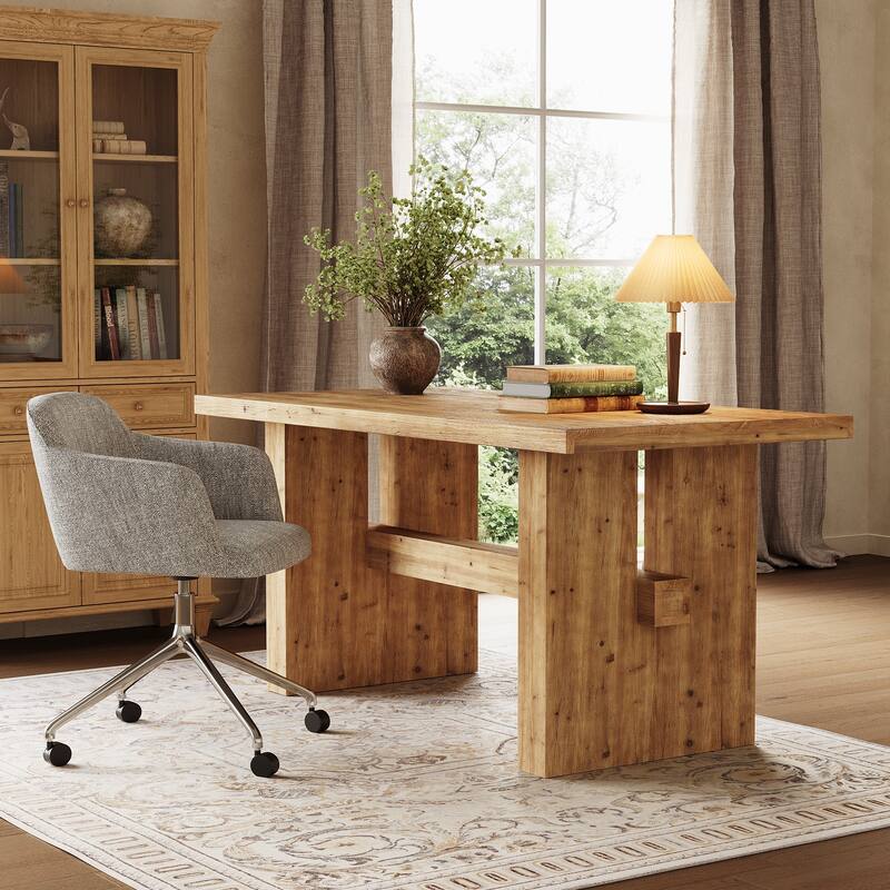 Solid Wood Executive Desk, Large Computer Desk Office Desk Writing Study Table, Home Office Business Workstation