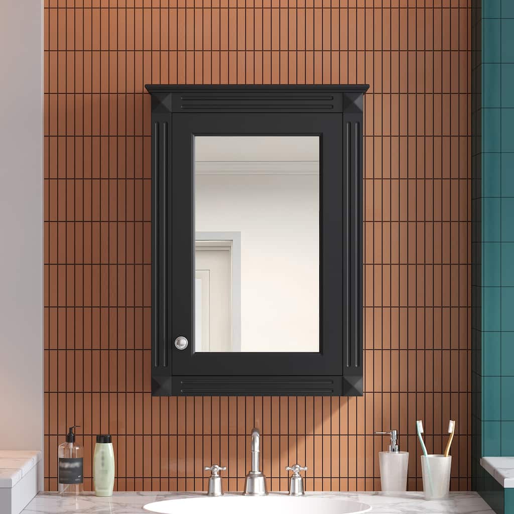 20" Wall Mounted Bathroom Storage Cabinet with Mirror, Medicine Cabinet with Height Adjustable Shelf