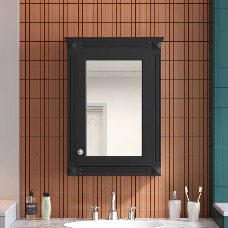 GDFStudio - Harwick Modern Wall-Mounted Bathroom Medicine Cabinet with Mirror, Adjustable Shelf & Soft-Close Door - 20"W