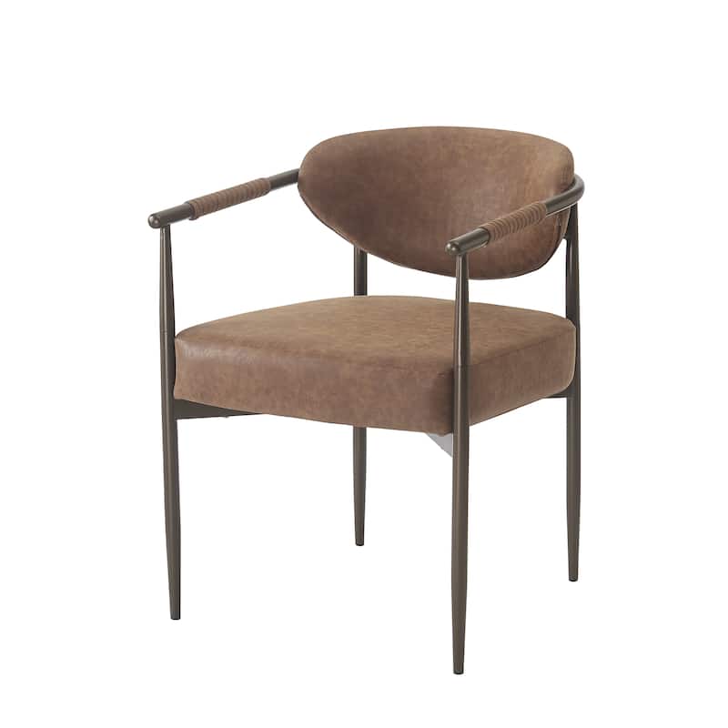 Christopher Knight Home - Thatch Iron-Frame Dining Armchairs with Upholstered Cushion (Set of 2)