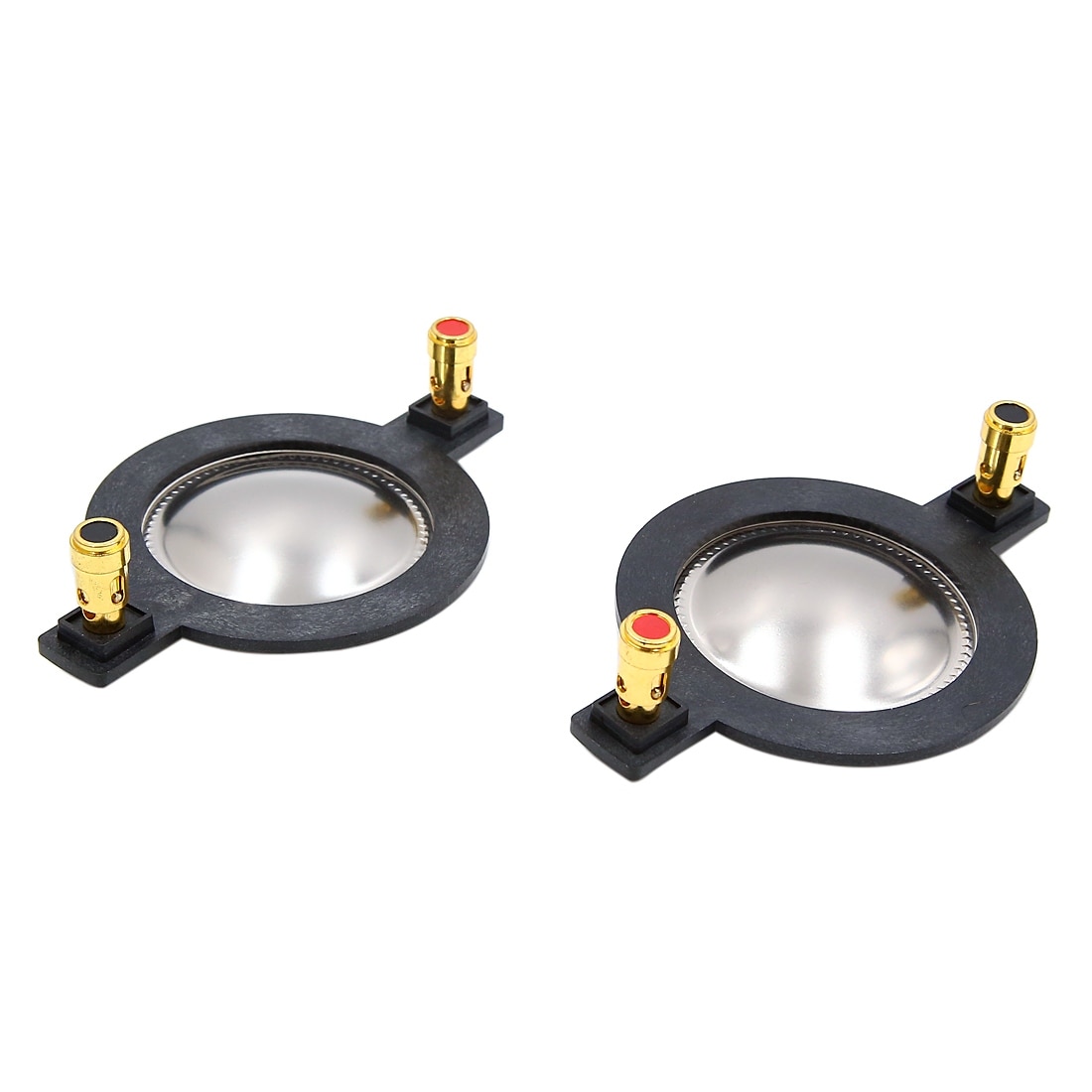 2pcs 44.4mm Sound Speaker Diaphragm Car Voice Coil Replacement w Copper Pillar - Black,Silver Tone