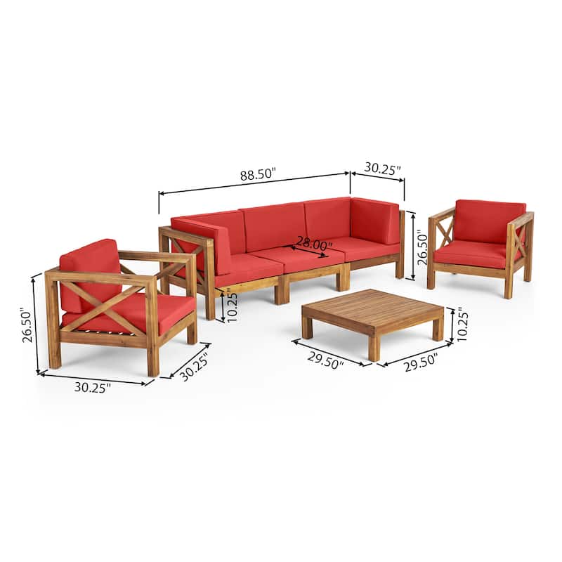 Brava Outdoor Acacia Wood 6-piece Chat Set by Christopher Knight Home