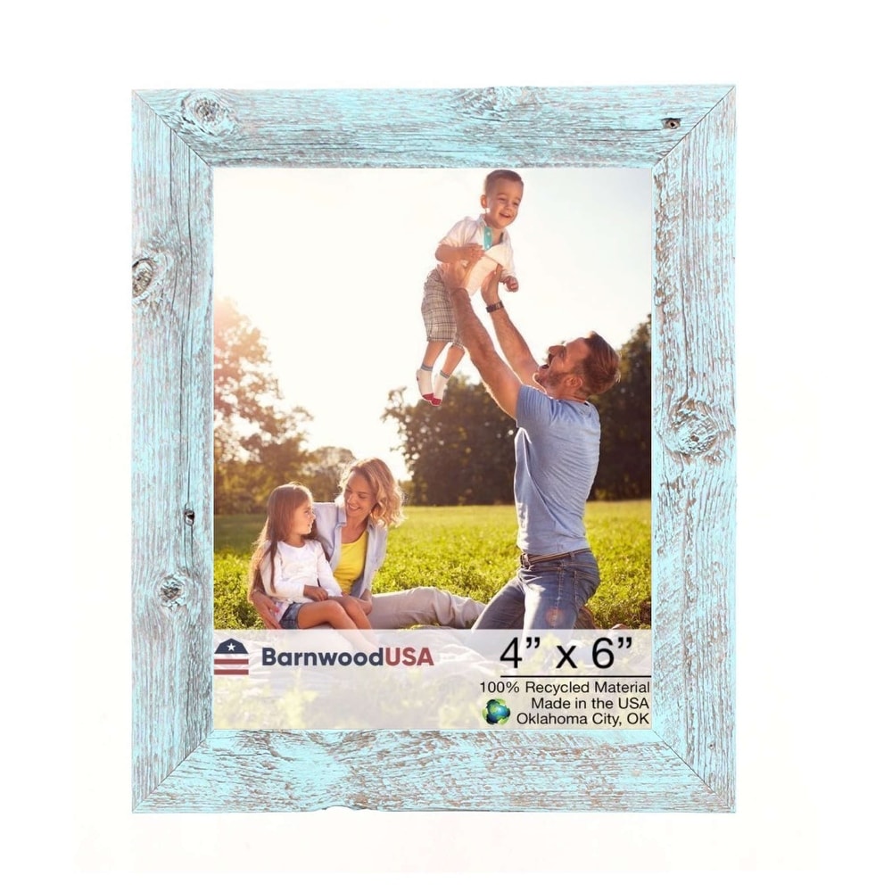 Foreside Home & Garden Blue Stripe 4x6 inch Lake Time Wood Decorative Picture Frame