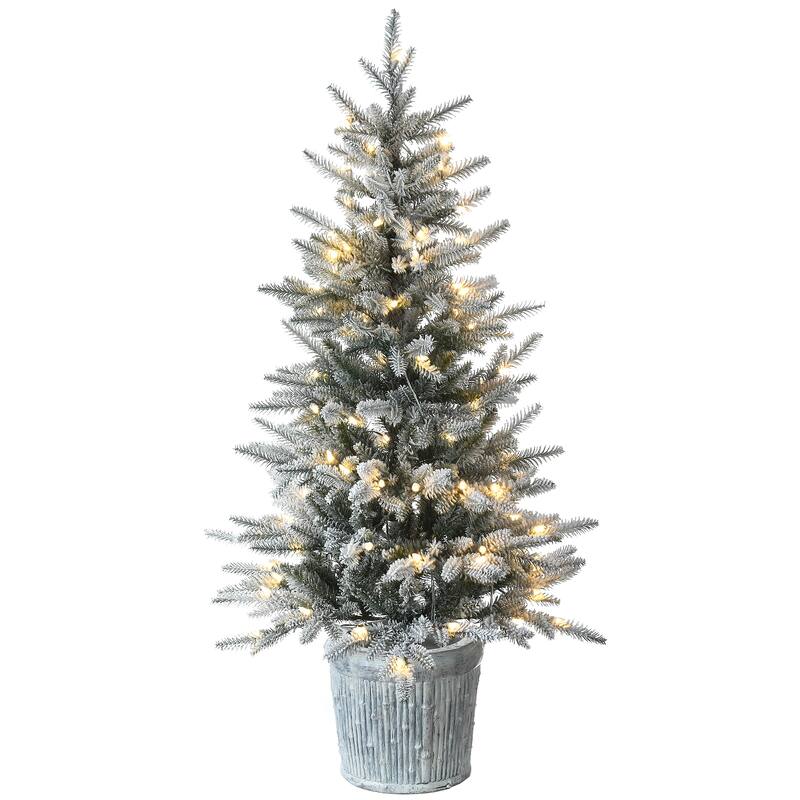 National Tree Company 4.5 ft. Snowy Alpine Fir Entrance Tree with LED Lights - 4.5 Foot