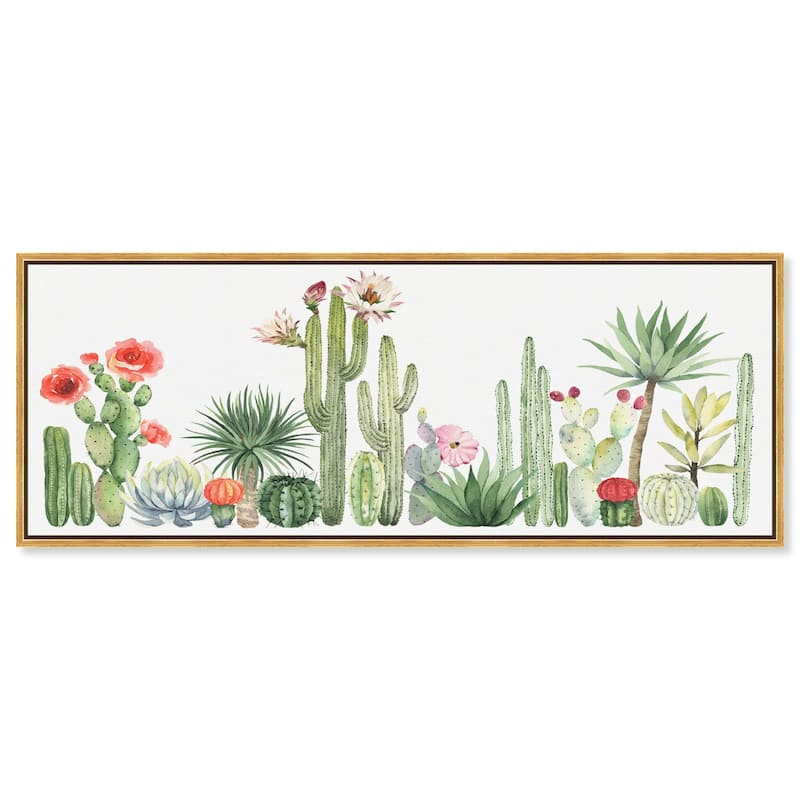 Cactus Over Doors II Panoramic Canvas by Art Remedy - Gold - 54" x 20"
