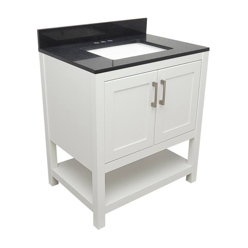 Taos 31" Bathroom Vanity with Cultured Marble Vanity Top Sink in White with White Basin