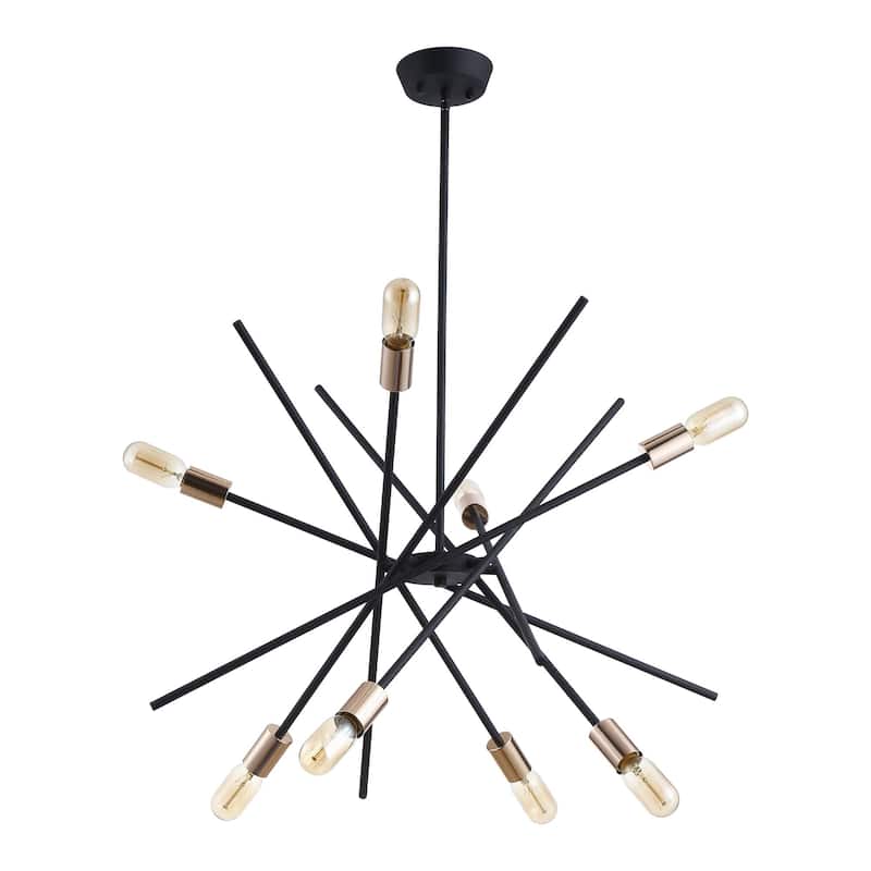8-Light Sand Black and Golden Sputnik Sphere Chandelier