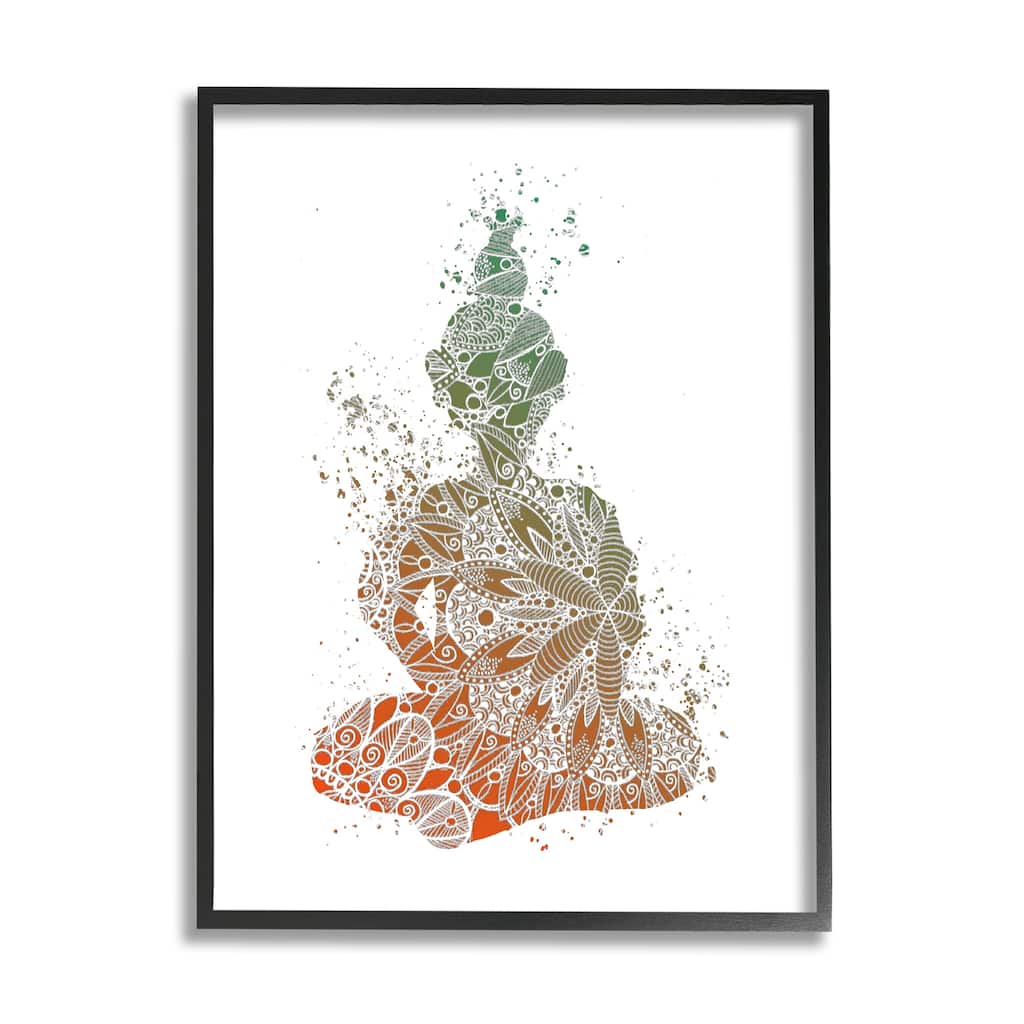Stupell Modern Floral Buddha Framed Giclee Art Design by Sebastian Grafmann