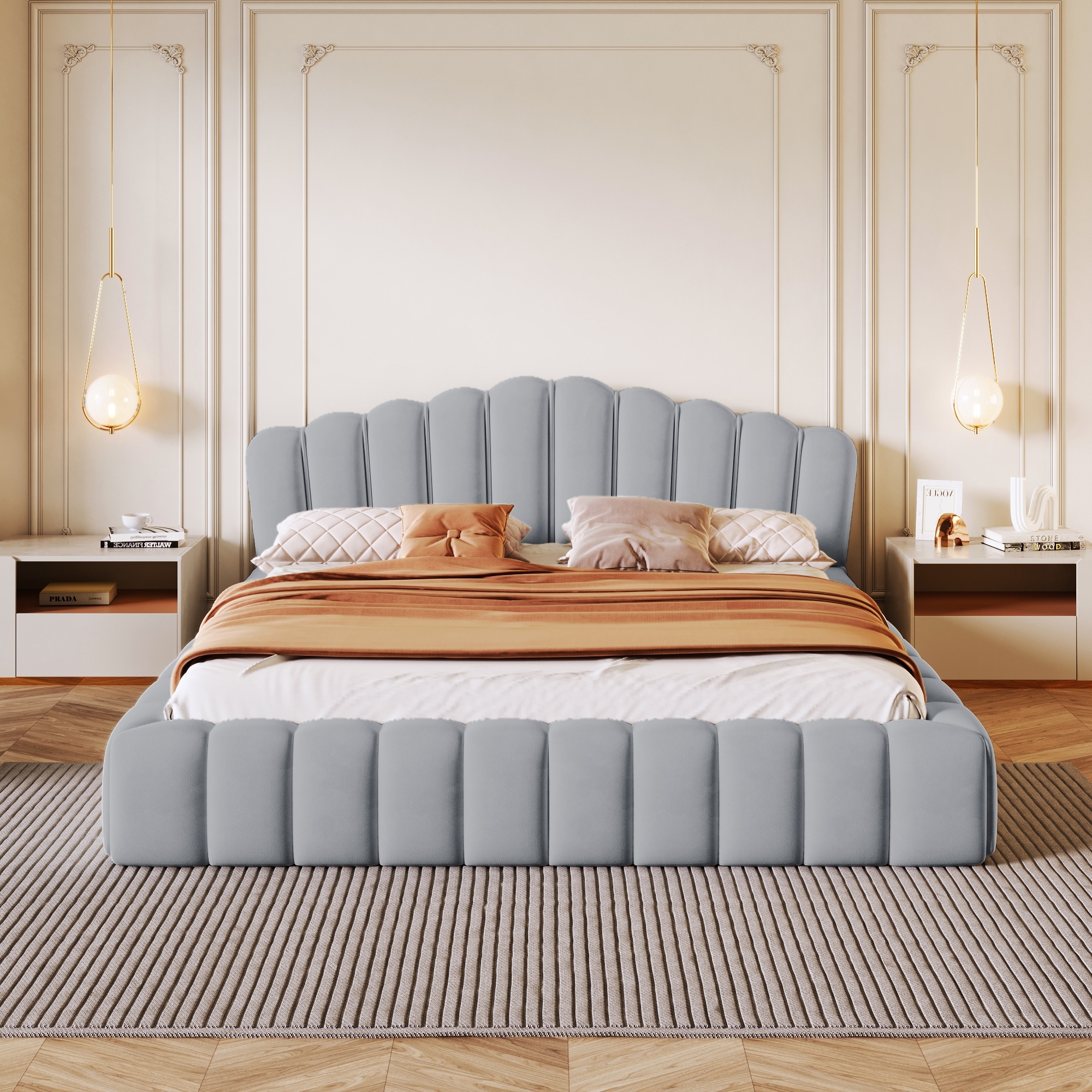 ［US］ベティ・パイプ　ウィンドーチャーム Queen-Size-Velvet-Upholstered-