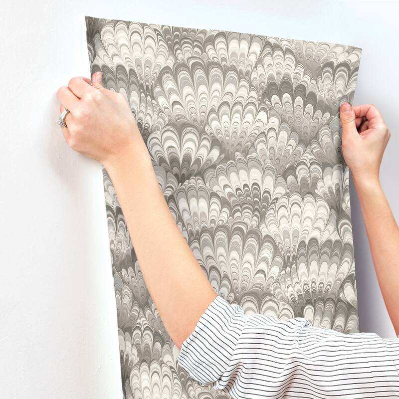 A-Street Prints Octavia Neutral Marbled Ink Wallpaper