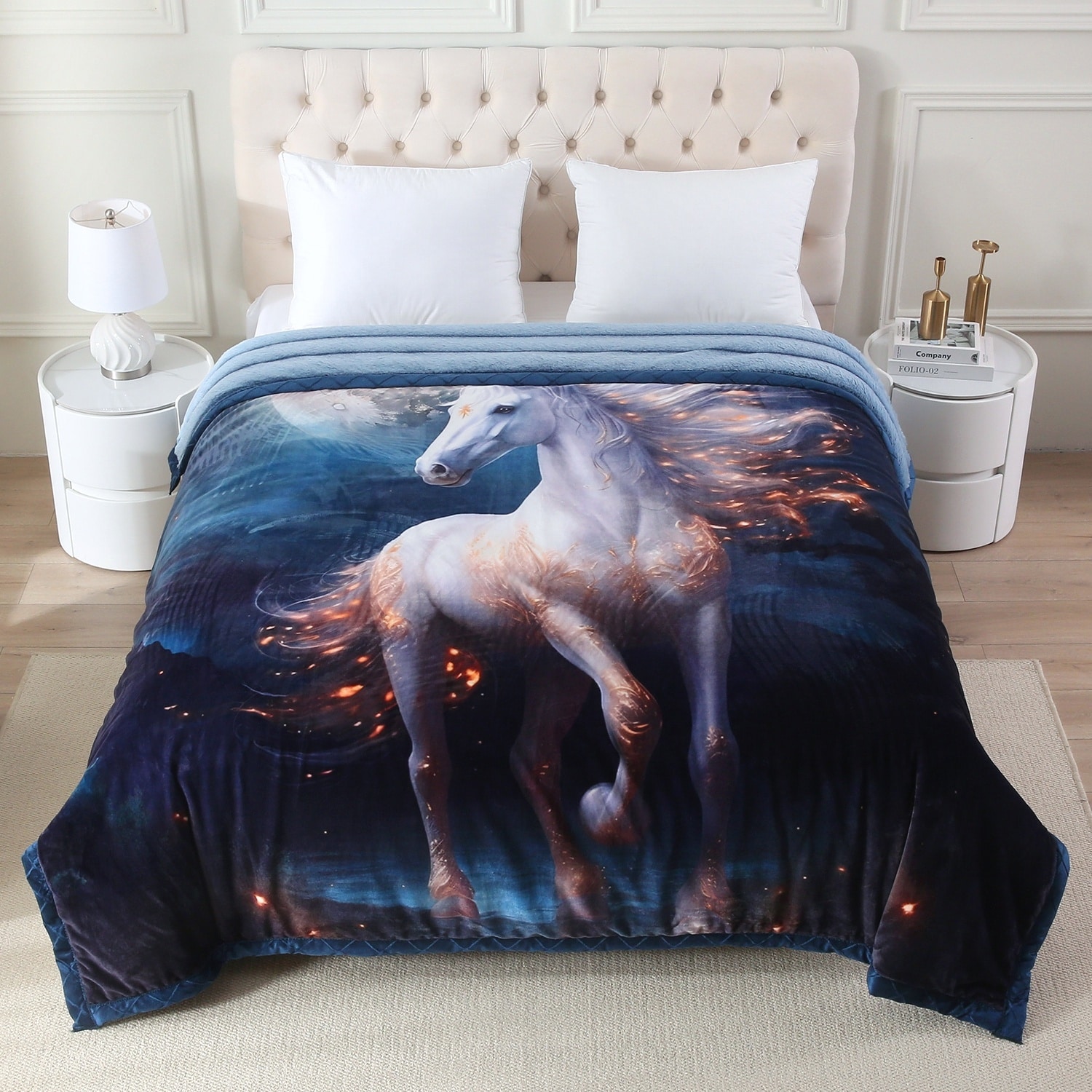 Warm Fleece Blanket Striped Fluffy Plush Bed Blanket 85