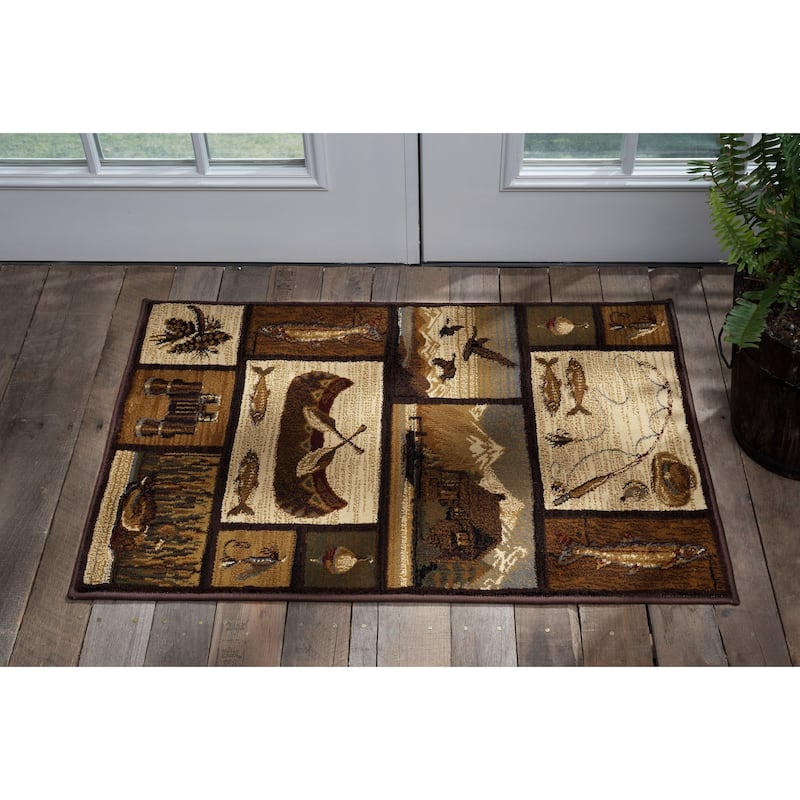 Natural Lodge Novelty Graphic Indoor Area Rug