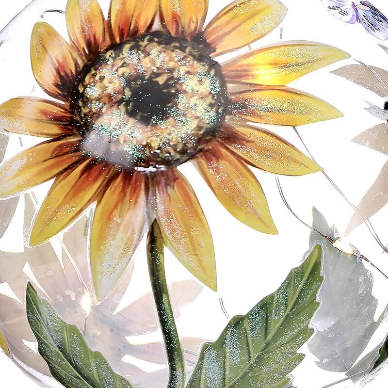 6" Glass LED Sunflower Table Piece