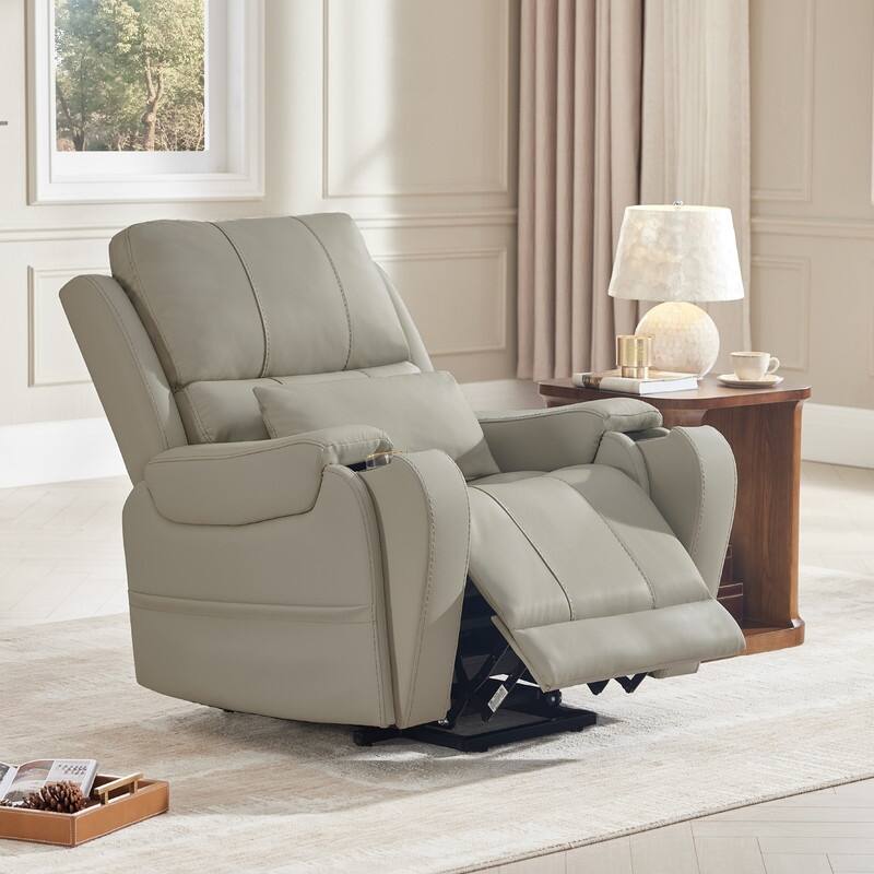 Spruce & Spring Leather Lift Recliner Chair for Elderly with Heat and Massage