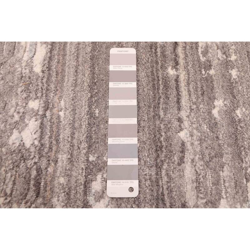 ECARPETGALLERY Hand Loomed Elysian Dark Grey Wool Rug - 9'11 x 9'11