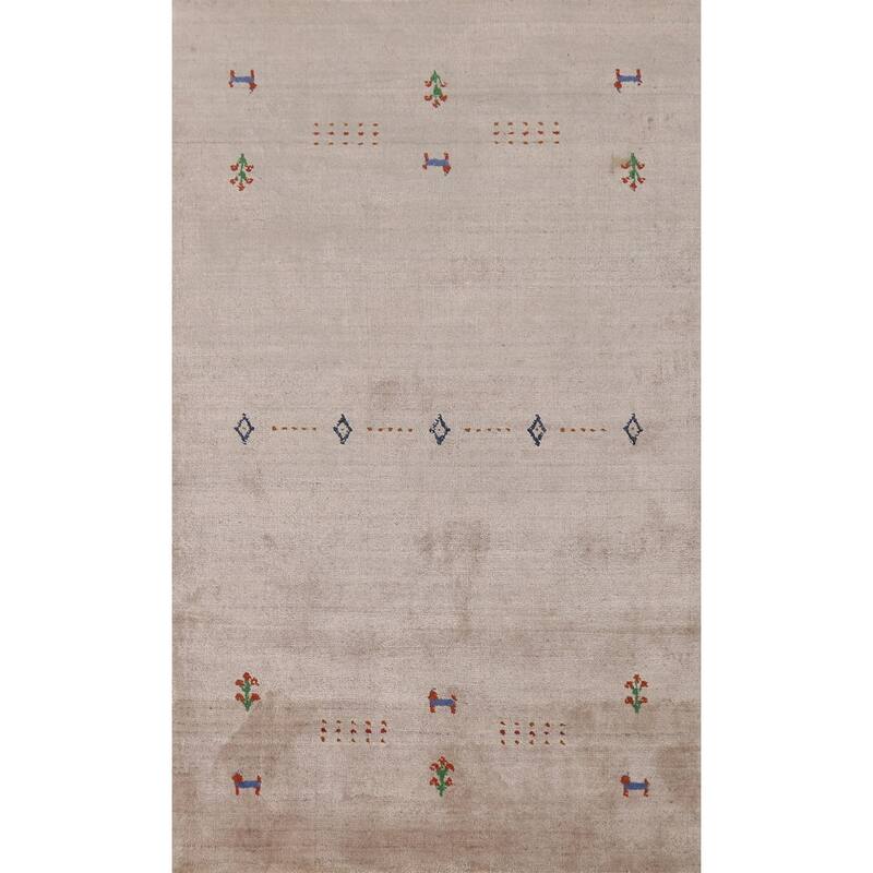 Modern Gabbeh Indian Foyer Rug Handmade Silk Carpet - 2'10"x 4'11"