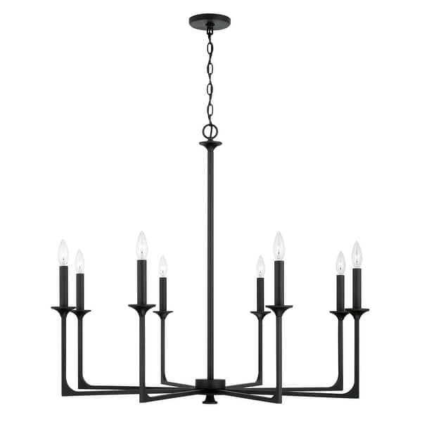 slide 2 of 4, Clint 37.75" 8-light Black Iron Chandelier