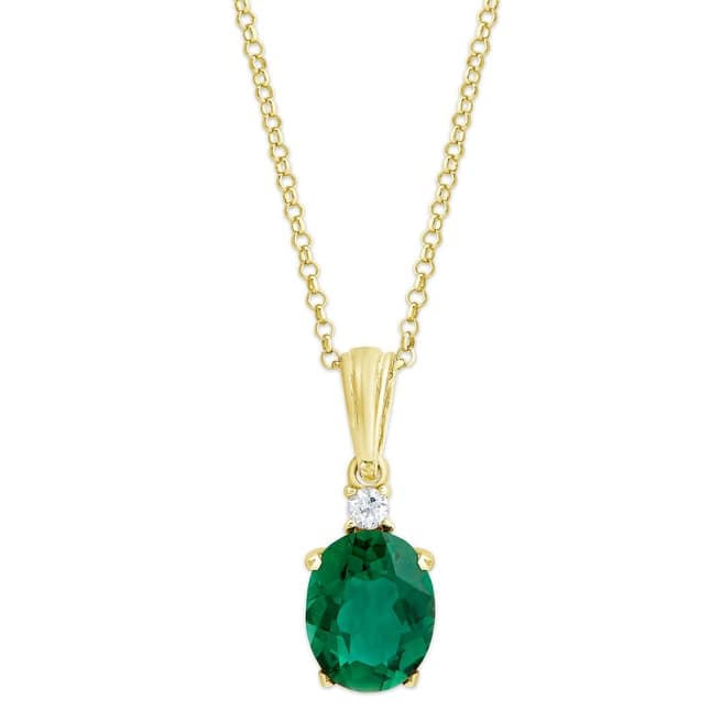 Victoria Townsend Gold over Sterling Silver Green Quartz White Topaz Necklace - Quartz - Yellow - 18 Inch - Green