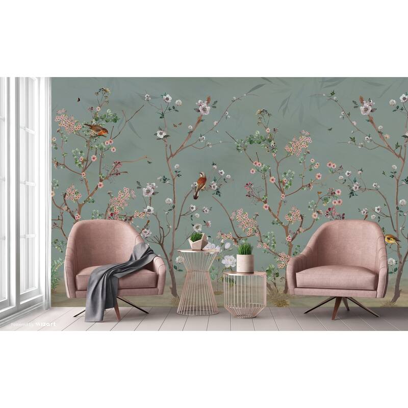 Hand-Painted Serene Floral Symphony Wallpaper Mural