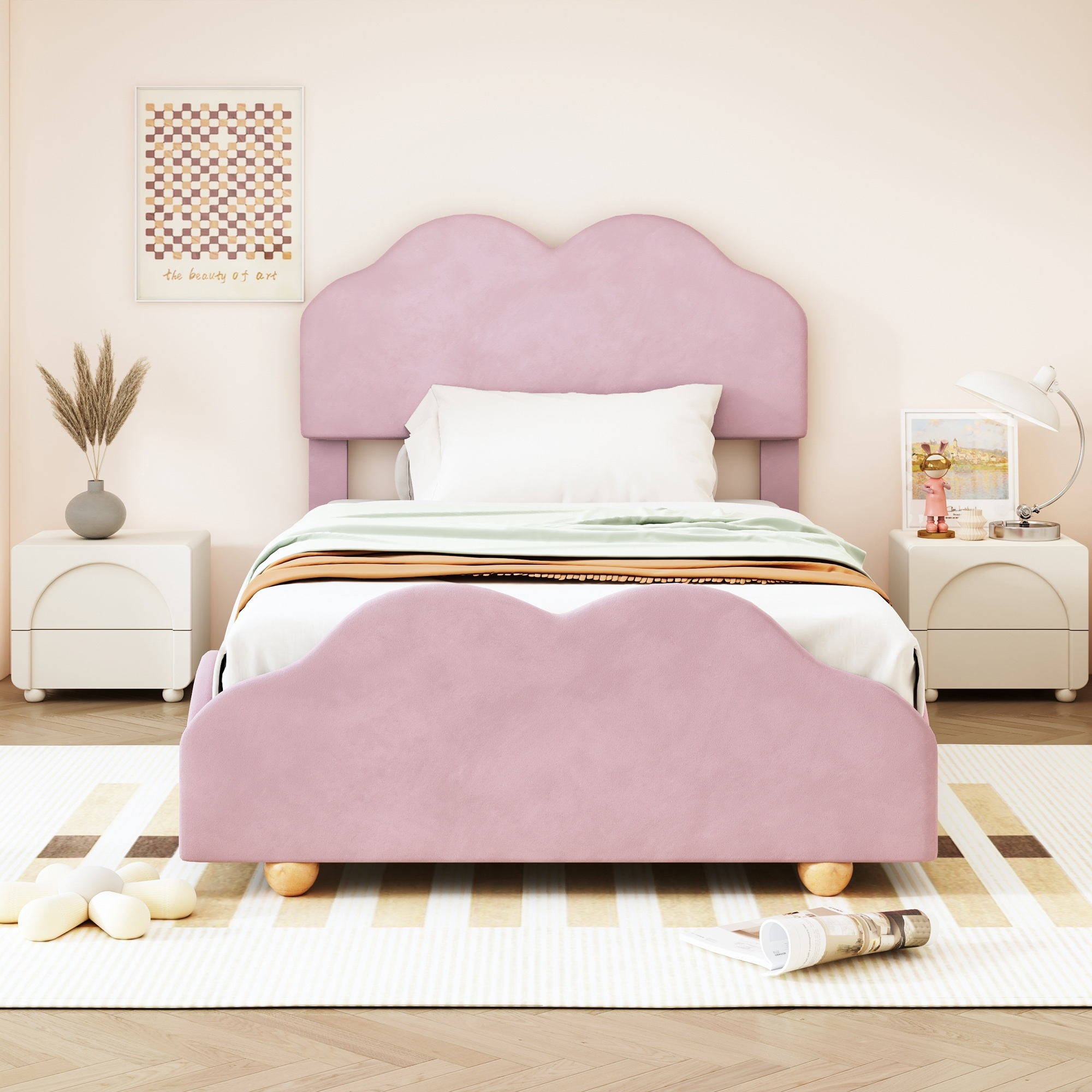 Hot pink upholstered bed deals