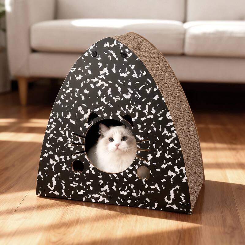 Koko 19" Cardboard Triangle Cat Cave Scratcher with Catnip