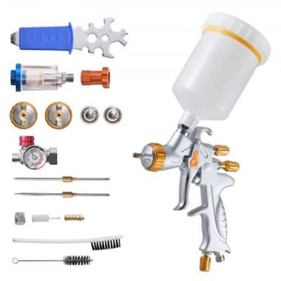 HVLP Air Spray Gun Gravity Feed Paint Sprayer Gun 3 Nozzles 1.3/1.4/1.7mm - Multi