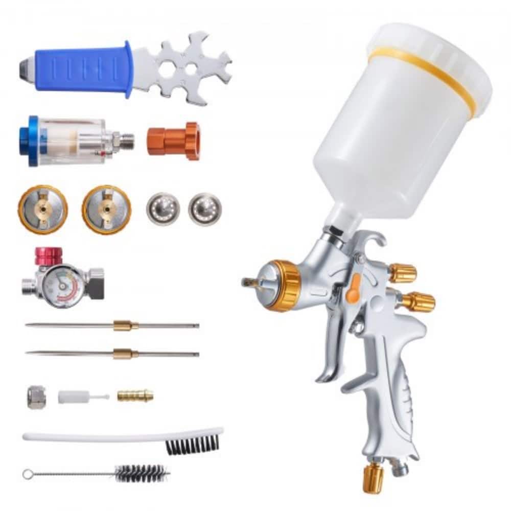 HVLP Air Spray Gun Gravity Feed Paint Sprayer Gun 3 Nozzles 1.3/1.4/1.7mm - Multi