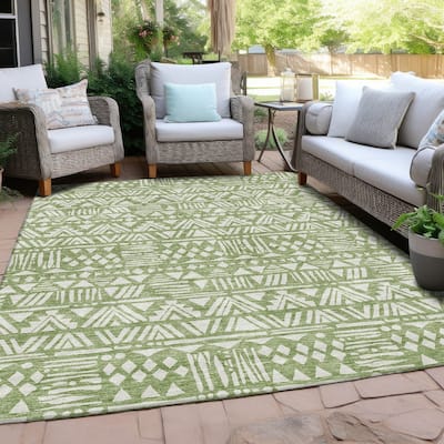 Machine Washable Indoor/ Outdoor Chantille Boho Tribal Rug