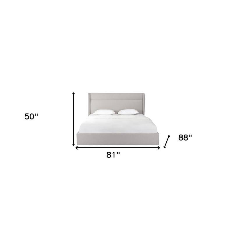 HomeRoots Gray Tufted Linen Blend Upholstered King Bed Frame