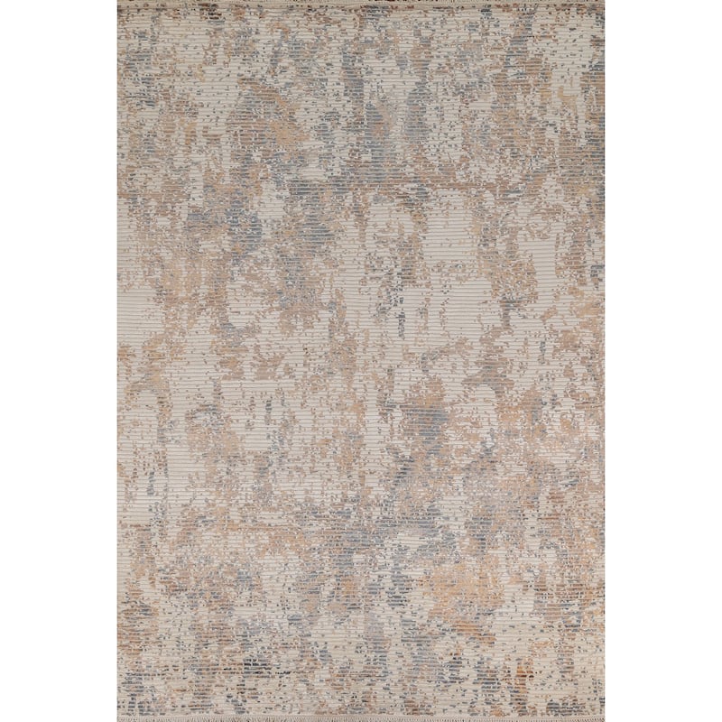 Modern Area Rug Hand-Knotted Abstract Wool Carpet - 6'7"x 9'8"