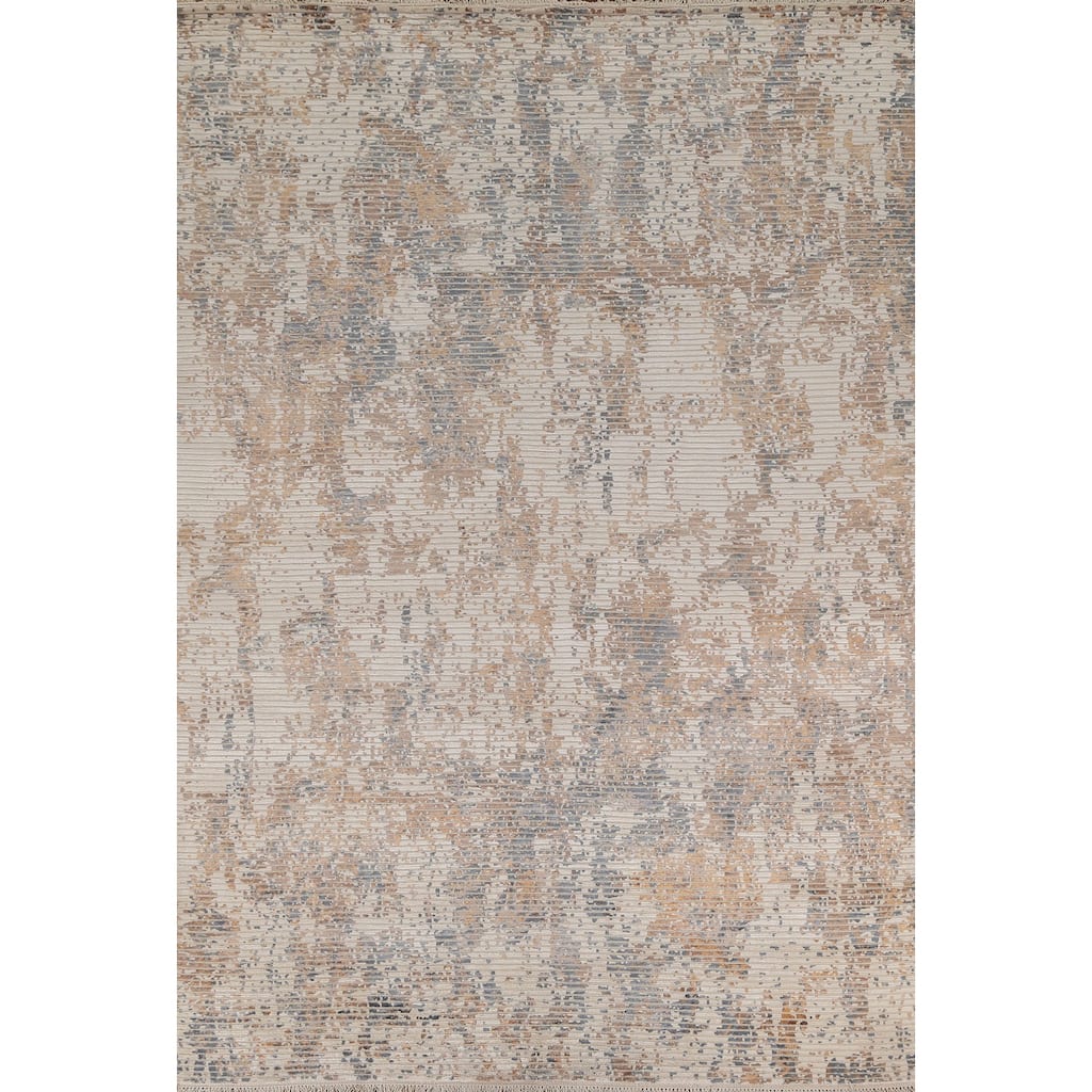 Modern Area Rug Hand-Knotted Abstract Wool Carpet - 6'7"x 9'8"