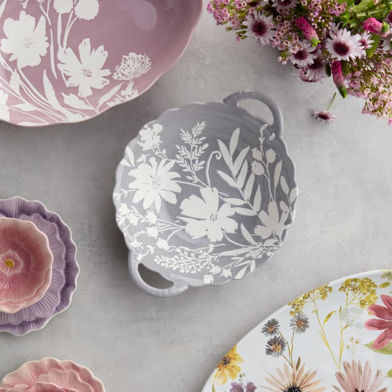 Certified International Wildflowers 28 oz. Wax Off Round Bowl - 12.50"L x 10.00"W x 3.25"H