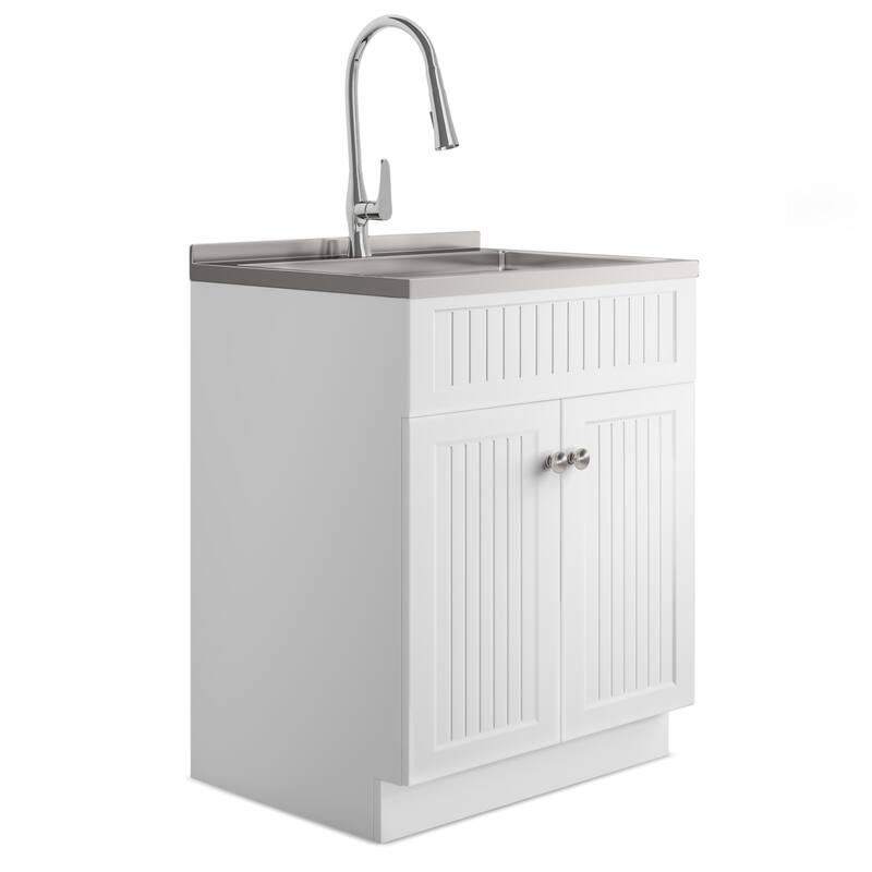 WYNDENHALL Warwick Transitional Laundry Cabinet with Faucet and Stainless Steel Sink