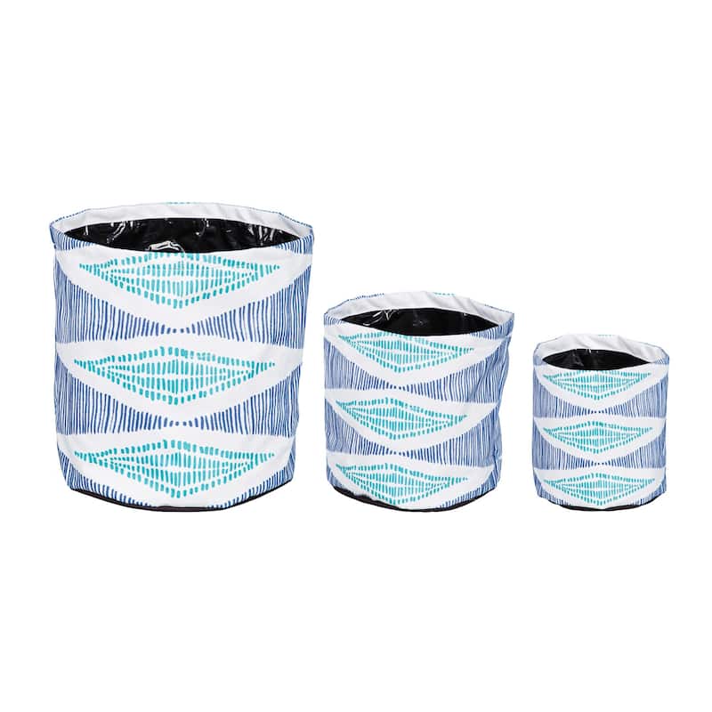 Oasis Blue Round Fabric Planters (3-Pack)
