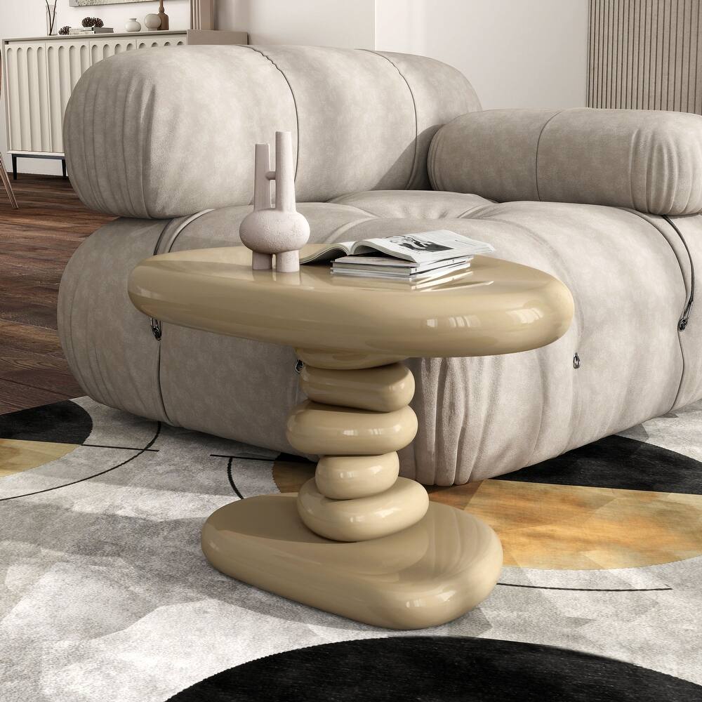 247 Shop At Home Modern Oval Glossy Pedestal End Table