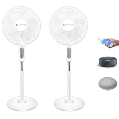 (Pack of 2) Technical Pro WIFI Enabled 16 Inch Standing Fan w/ Oscillating Feature And Compatible With Amazon Alexa/Google Home