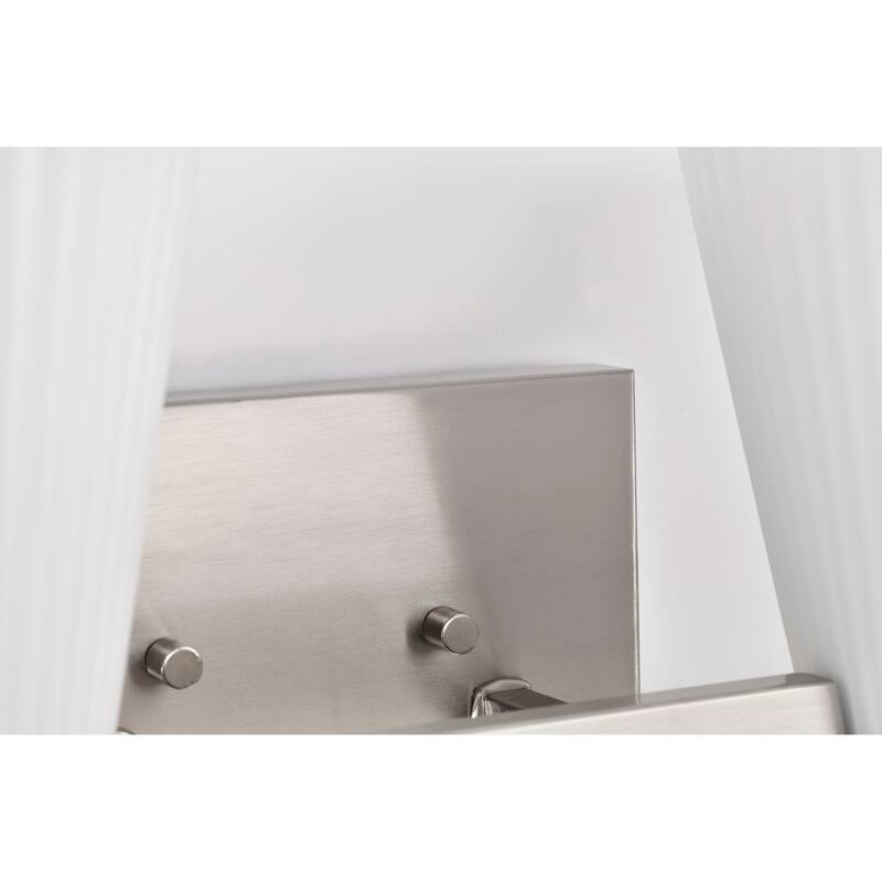 Royale 4 Light Vanity Brushed Nickel Finish Ribbed White Glass - Brushed Nickel