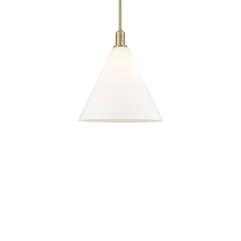 Innovations Lighting 716-1S-18-16 Berkshire Glass Pendant Berkshire - Brushed Brass / Matte White