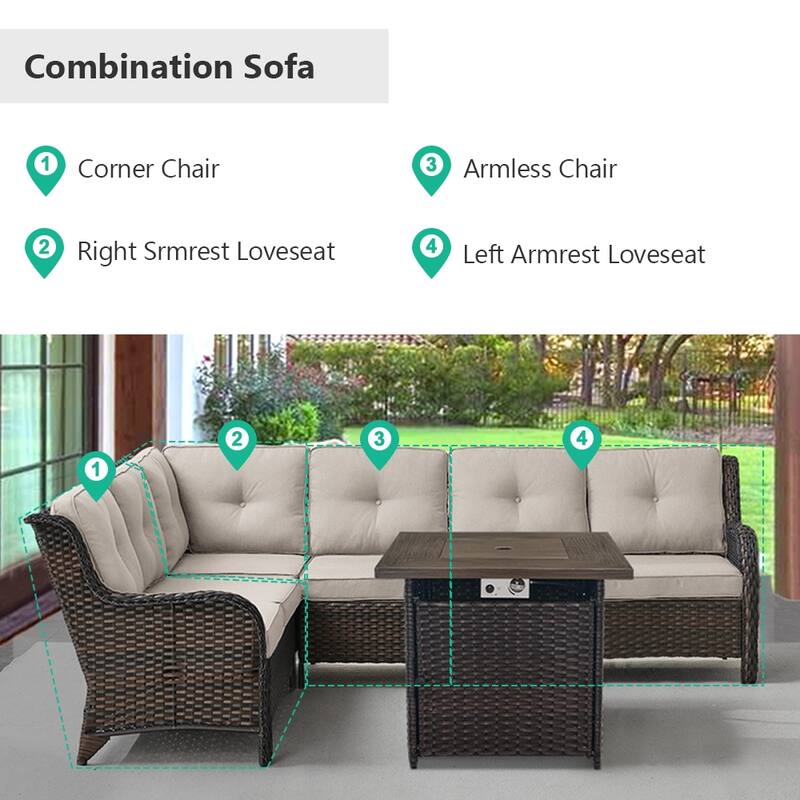 Gymojoy Wicker Outdoor Patio Furniture Sets with Fire Pit Table