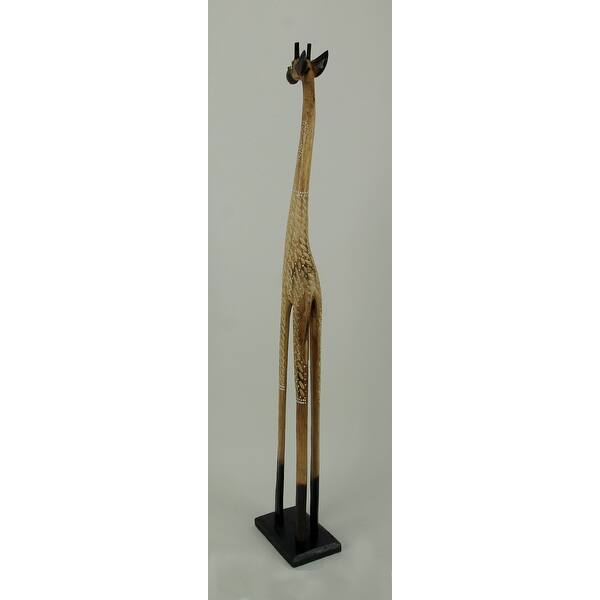 40 Inch Tall Hand Carved Standing Wooden Giraffe Statue Home Decor Sculpture Overstock 18528089