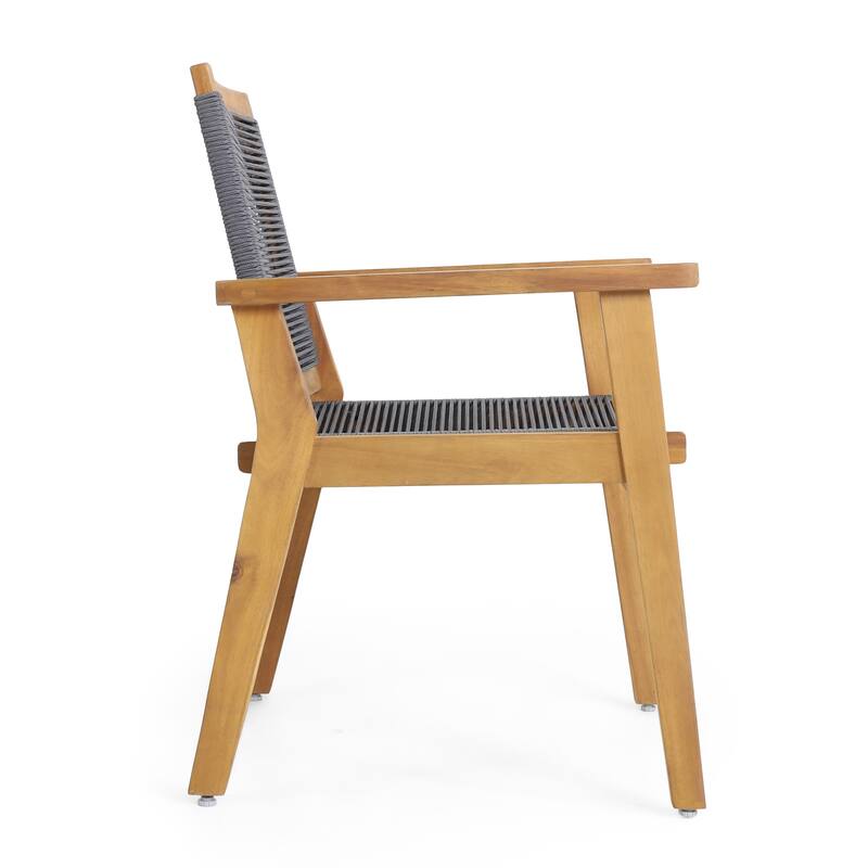 Mcgill Outdoor Acacia Wood Dining Chair with Rope Seating (Set of 2) by Christopher Knight Home - 24.75" W x 26.50" D x 34.75" H