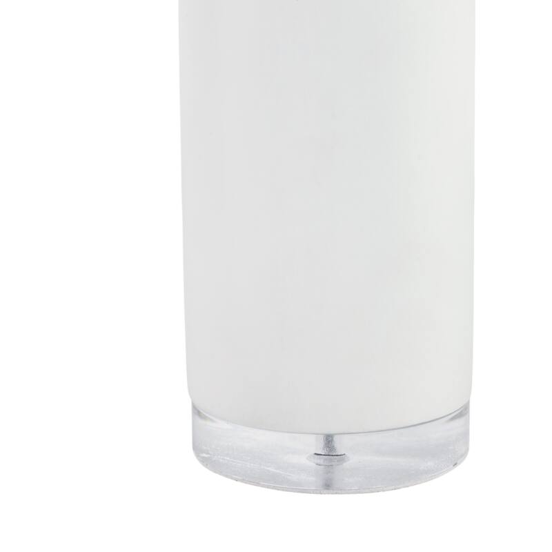 Candle Holders Set of 2 - White Resin Cylinder, 11/13" - 12.5"