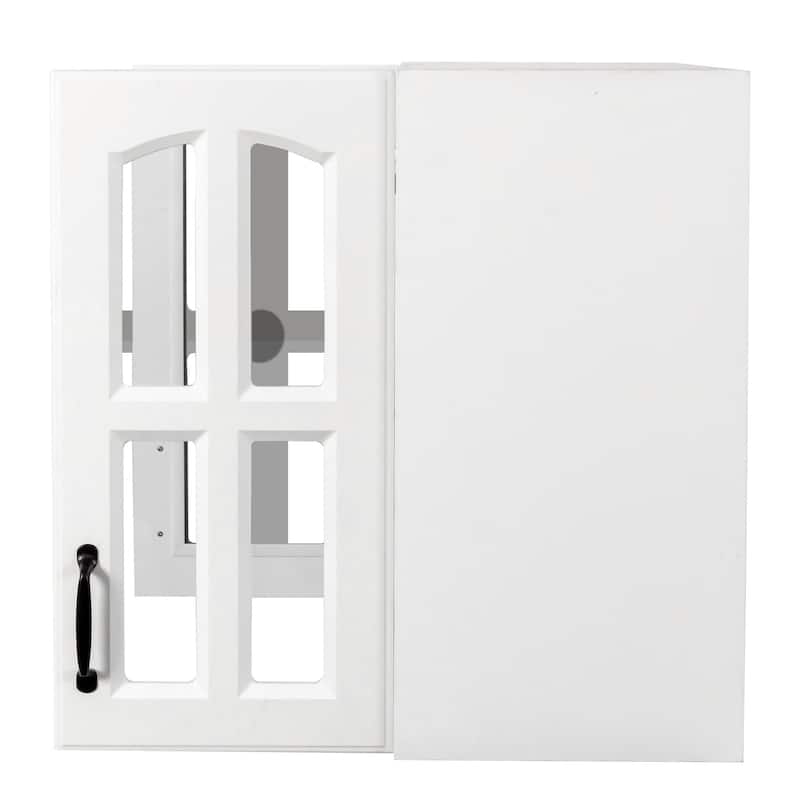 Glass Door Wall Cabinet - Floating Display Cabinet with Shelves for Kitchen, Bathroom, Living Room