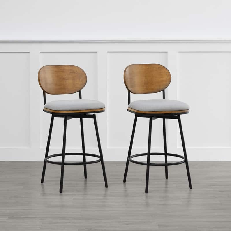 Spruce & Spring Megan Swivel Counter Bar Stool with Metal Legs
