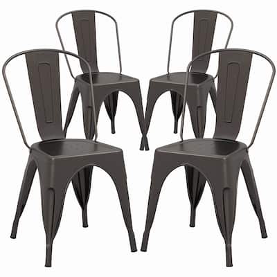 Gymax Metal Dining Chairs Set of 4 w/ Removable Backrest for Dining