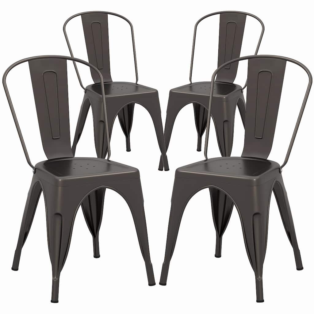 Gymax Metal Dining Chairs Set of 4 w/ Removable Backrest for Dining