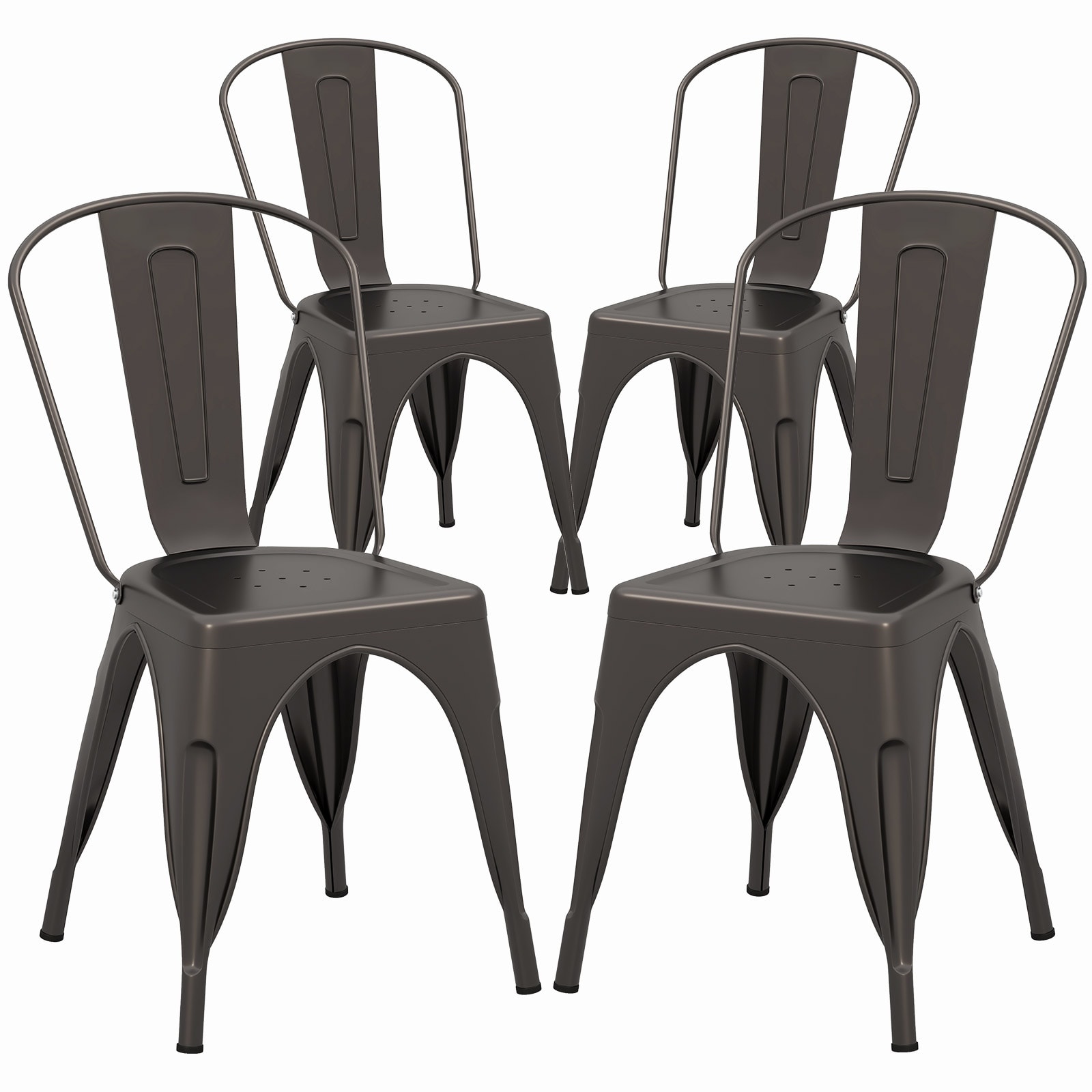 Gymax Metal Dining Chairs Set of 4 w/ Removable Backrest for Dining