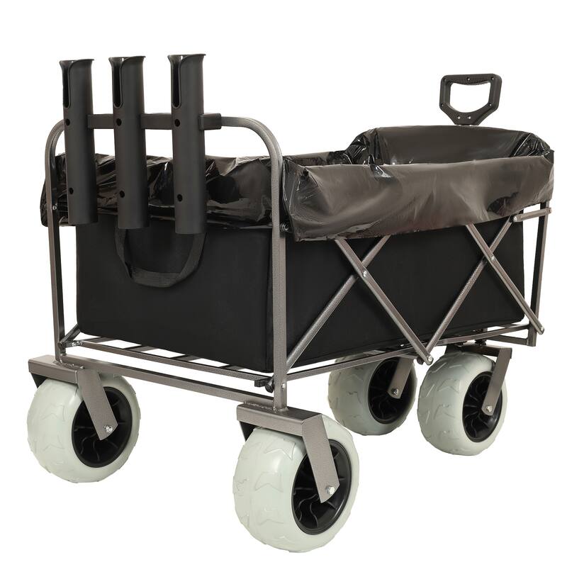 500lb Beach Wagon w/Rod Holders & Big Wheels - All-Terrain Steel Cart