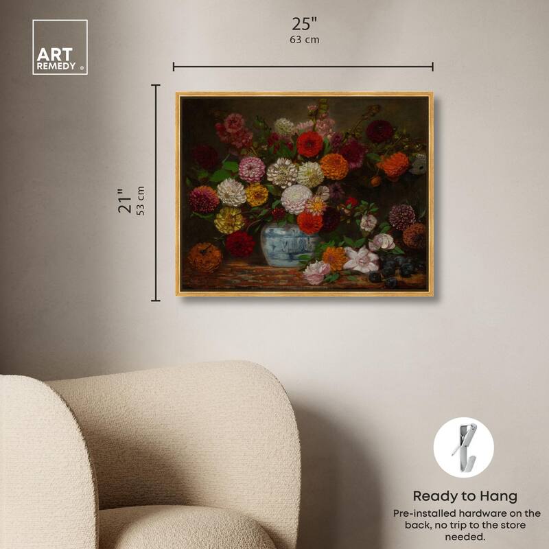 Still Life with Dahlias Canvas by Art Remedy